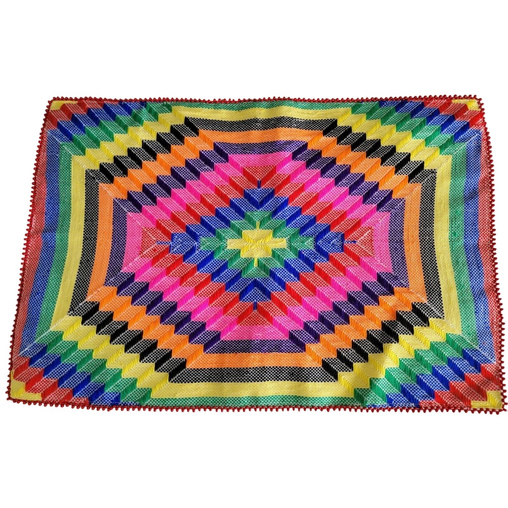 Ignite Woven Pillow Cover Colorful‎ Geometric Design Decor Red Back 23x16 NEW